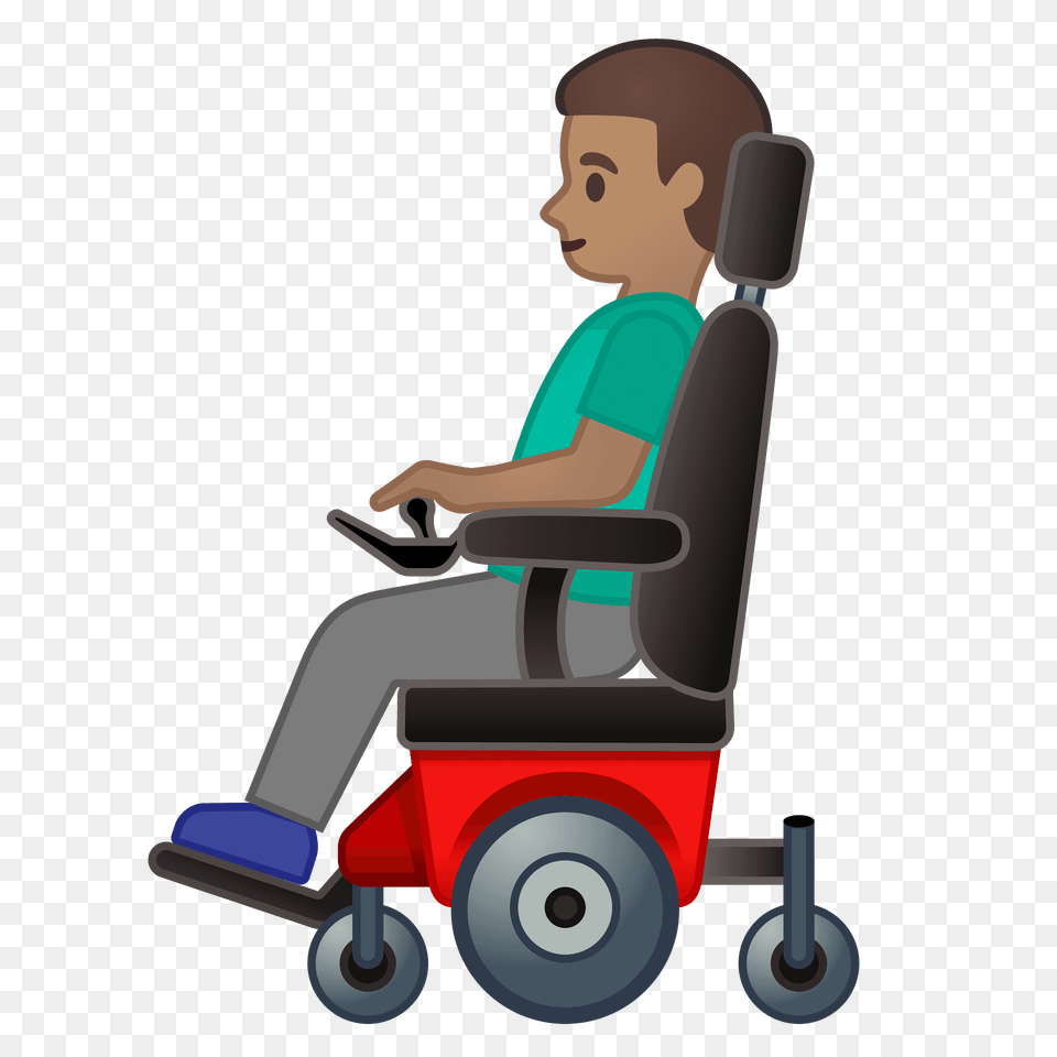Man In Motorized Wheelchair Emoji Clipart, Furniture, Chair, Face, Head Png Image
