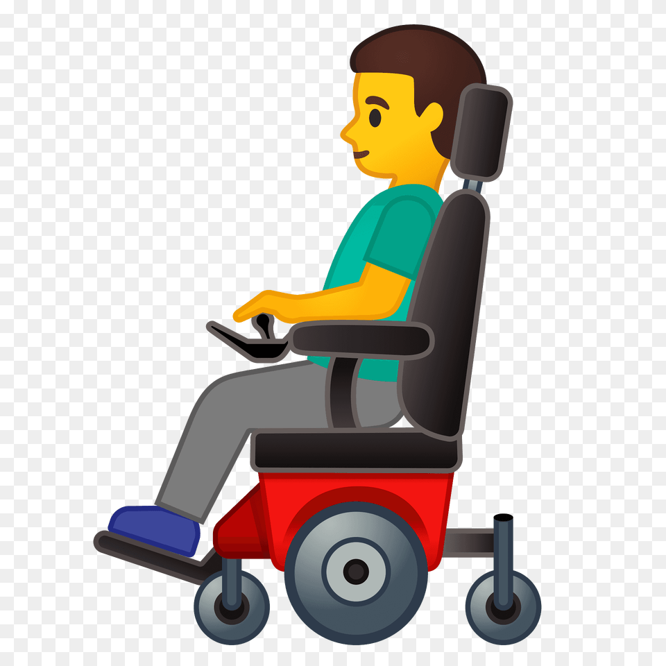 Man In Motorized Wheelchair Emoji Clipart, Furniture, Chair, Lawn, Device Png Image