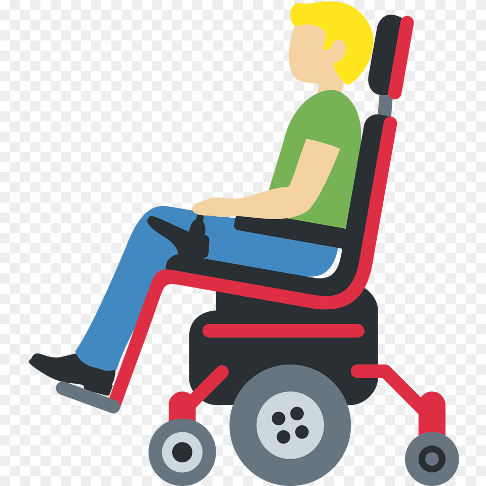 Man In Motorized Wheelchair Emoji Clipart, Chair, Plant, Grass, Furniture Free Png