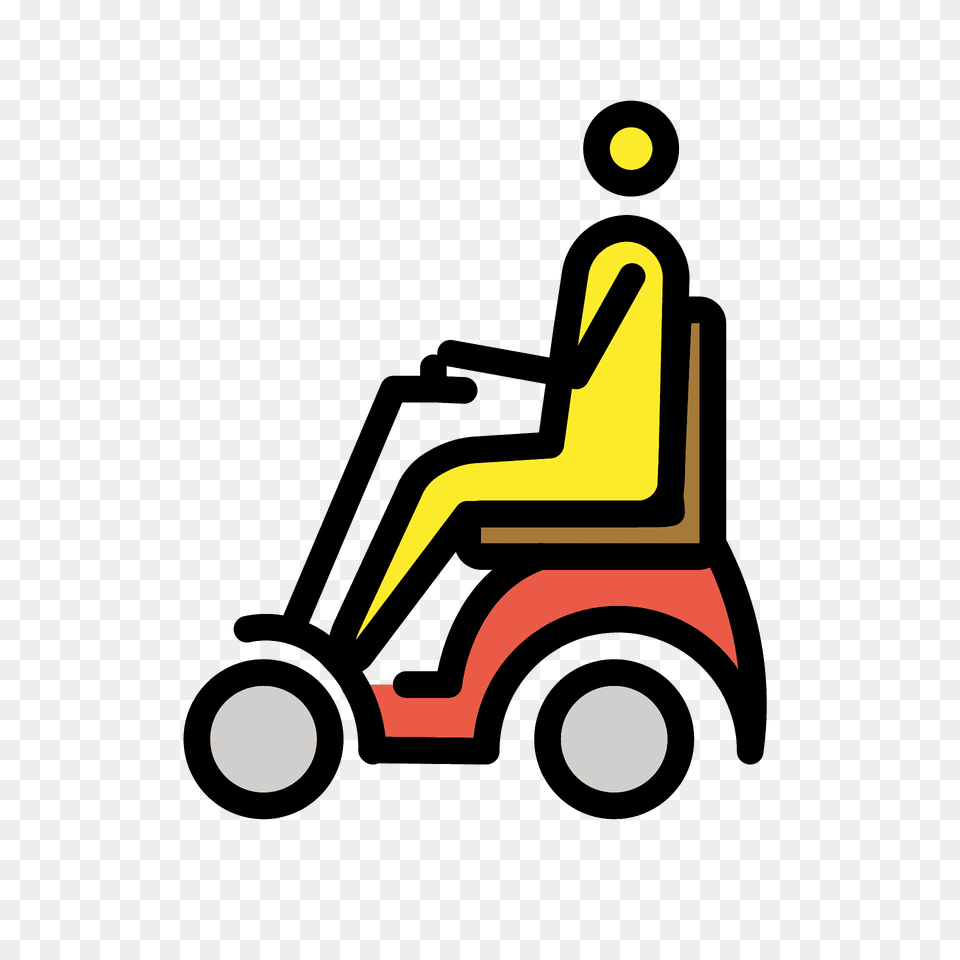 Man In Motorized Wheelchair Emoji Clipart, Grass, Lawn, Plant, Device Png