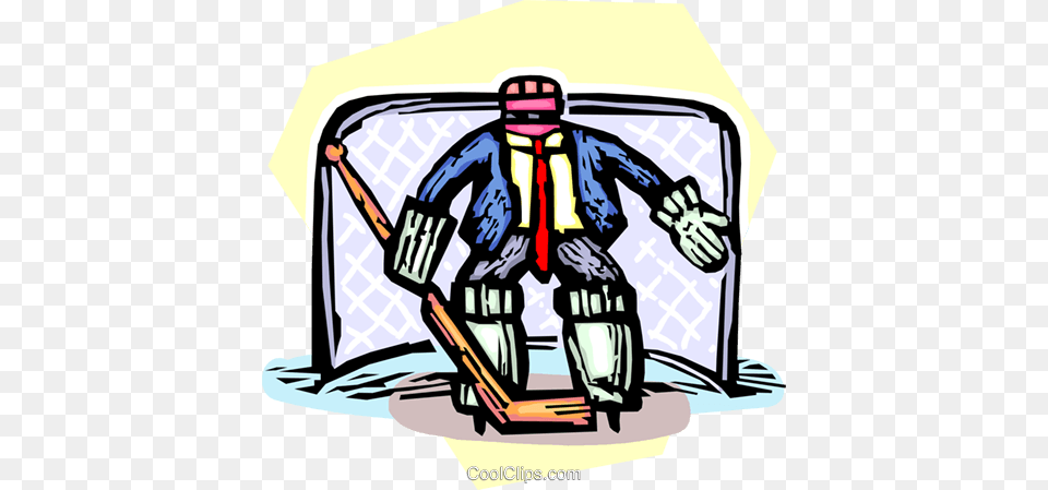 Man In Nets With Goalie Equipment Royalty Vector Clip Art, Cleaning, Person, Adult, Male Png Image