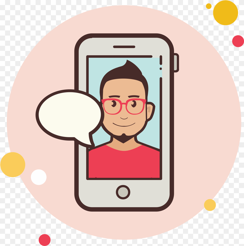 Man In Red Shirt Messaging Icon Man Picture In The Phone Clipart, Electronics, Baby, Person, Mobile Phone Free Png