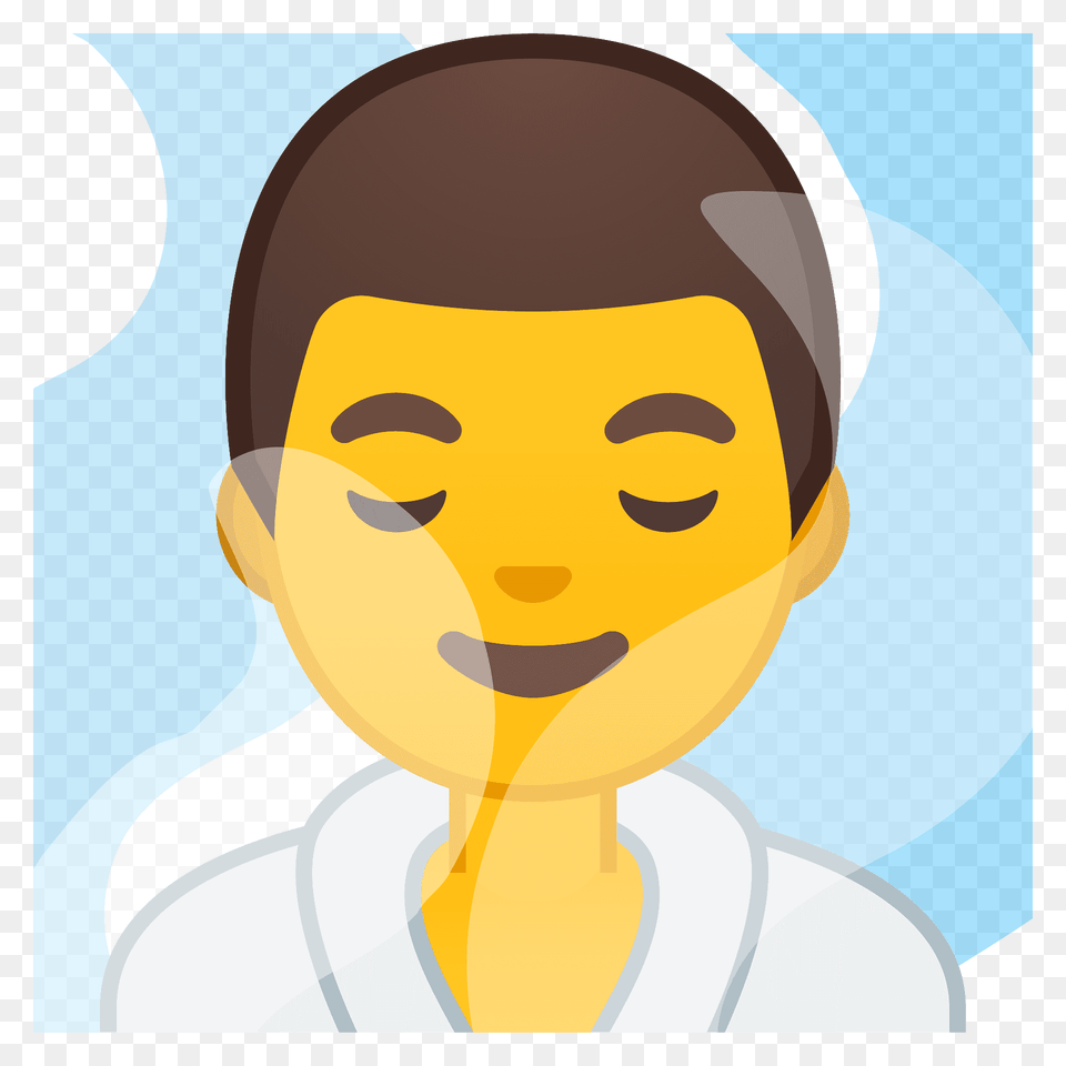 Man In Steamy Room Emoji Clipart, Face, Head, Person, Photography Free Png