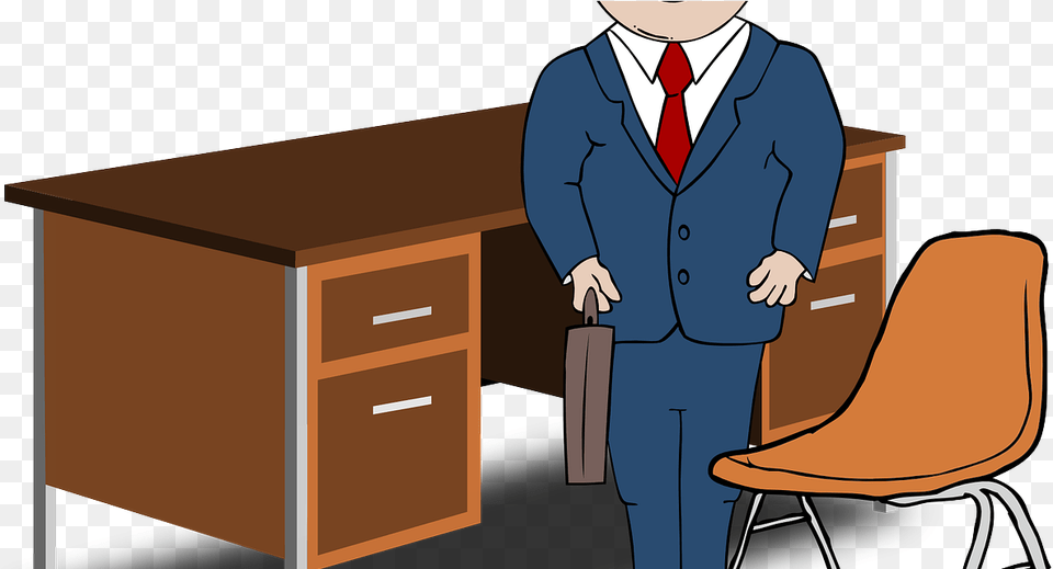 Man In Suit Clipart Office Desk Clip Art, Table, Furniture, Drawer, Formal Wear Png Image