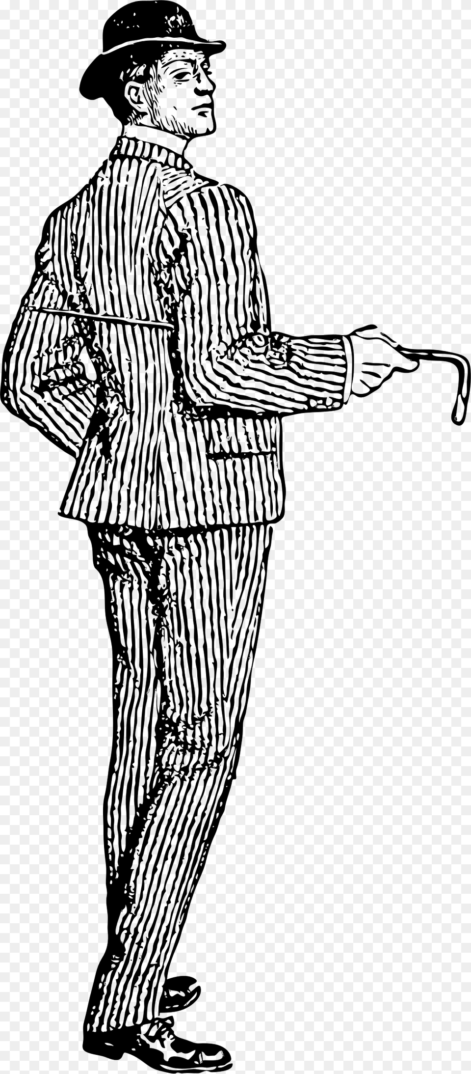 Man In Varsity Suit Clip Arts Dapper Man With Cane, Gray Free Png Download