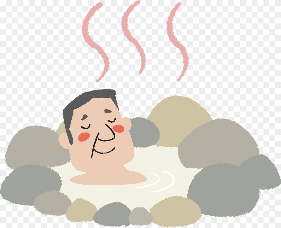 Man Is Bathing In A Hot Spring Clipart, Person, Head, Face, Baby Png Image