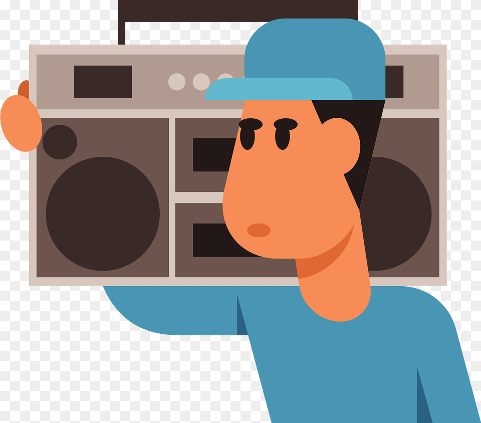 Man Is Carrying A Boombox On His Shoulder Clipart, Electronics Free Png