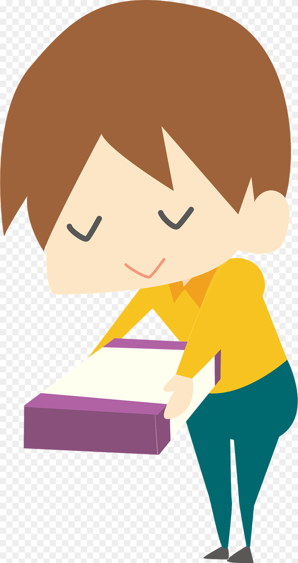 Man Is Carrying A Gift Box Clipart, Person, Reading, Book, Publication Png Image