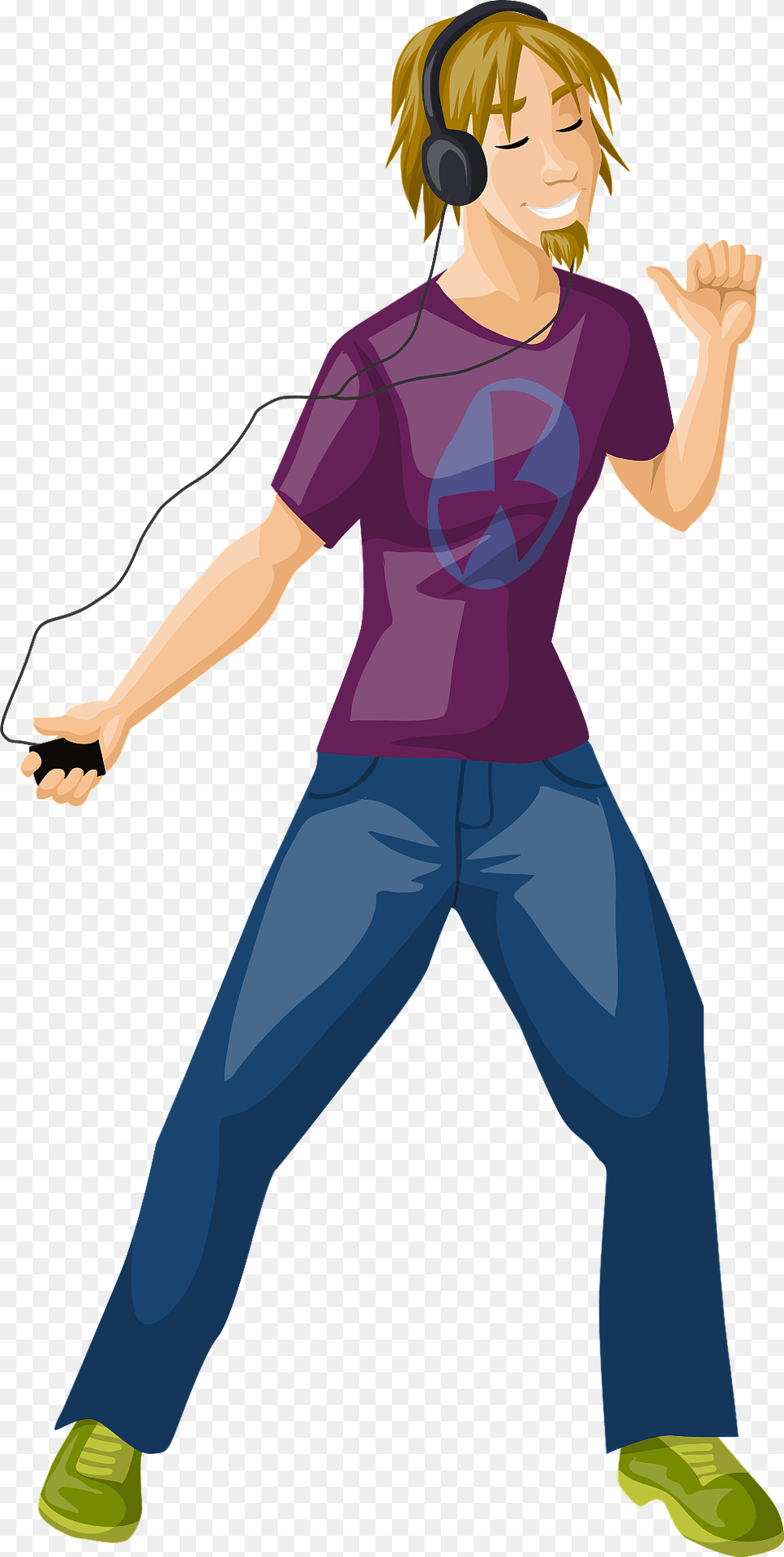 Man Is Dancing And Listening To Music Clipart, Clothing, Walking, Person, Pants Png
