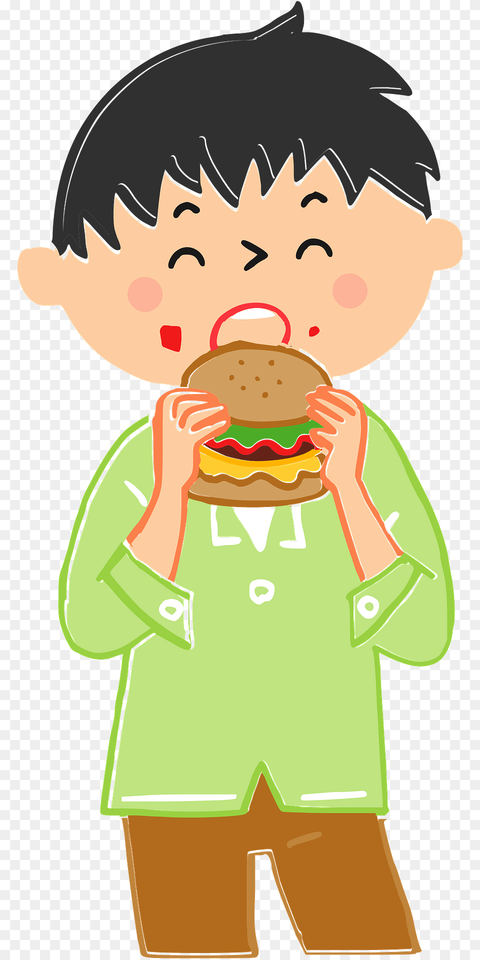 Man Is Eating A Hamburger Clipart, Baby, Burger, Food, Person Png
