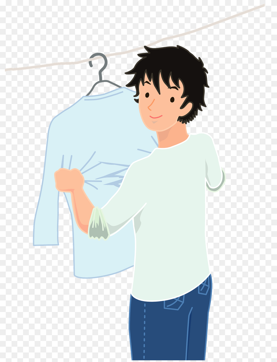 Man Is Hanging Out Laundry Clipart, Clothing, Long Sleeve, Sleeve, T-shirt Free Transparent Png