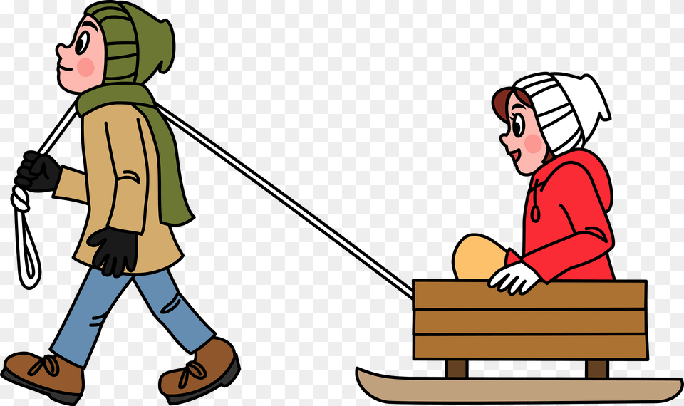 Man Is Pulling Woman On A Sled Clipart, Baby, Person, Clothing, Hat Free Png Download