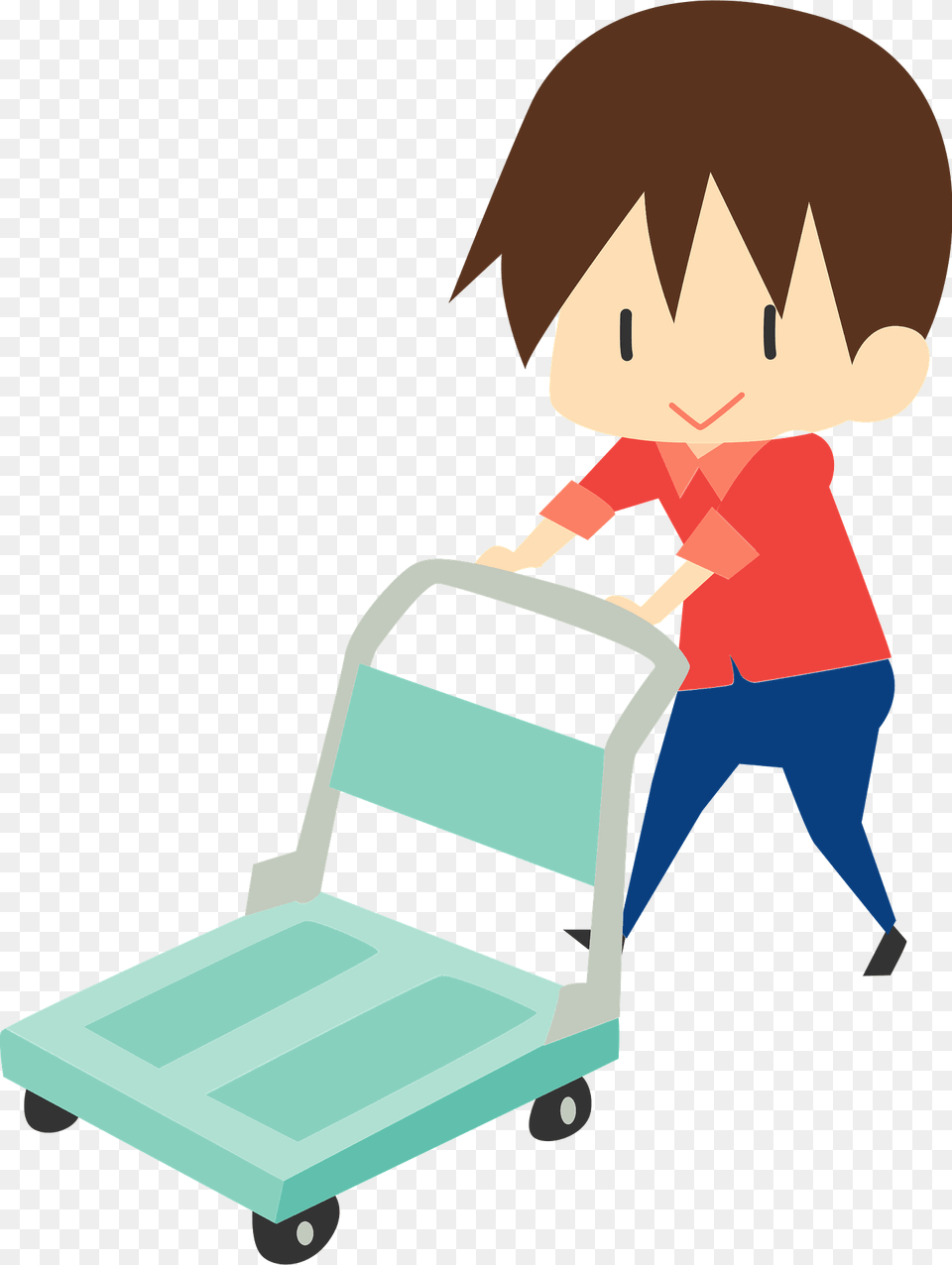 Man Is Pushing A Hand Truck Clipart, Grass, Plant, Lawn, Baby Png Image