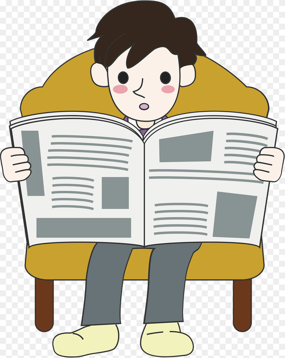 Man Is Reading A Newspaper Clipart, Person, Book, Publication, Face Free Png Download