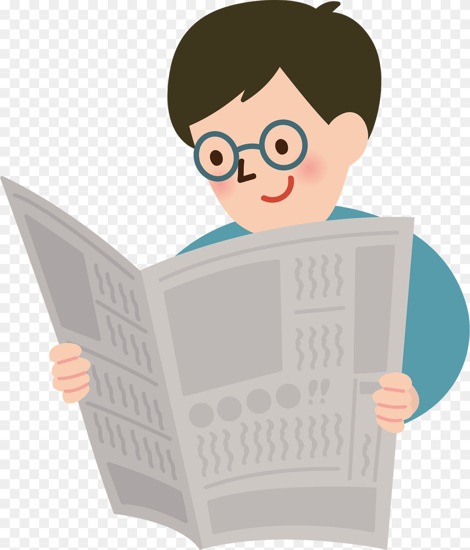 Man Is Reading The Newspaper Clipart, Person, Baby, Publication, Face Png Image