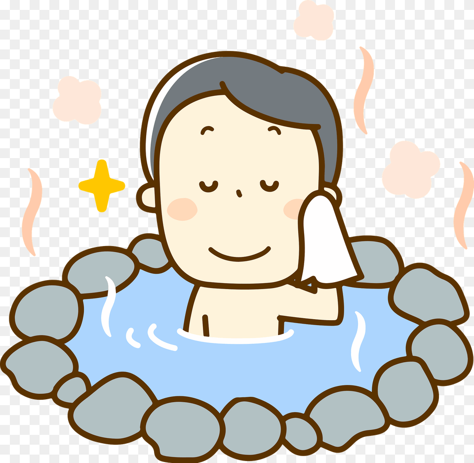 Man Is Relaxing In A Hot Spring Clipart, Person, People, Head, Face Free Png