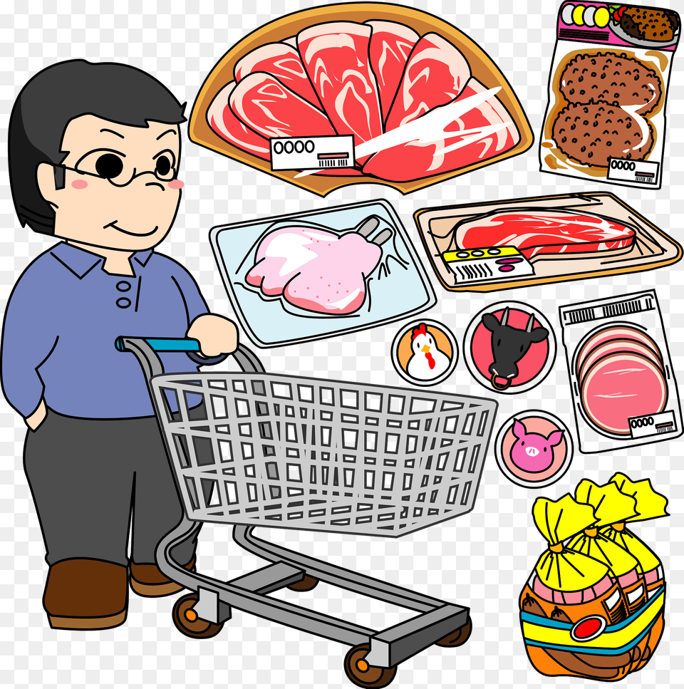 Man Is Shopping For Meat Clipart, Baby, Person, Face, Head Png