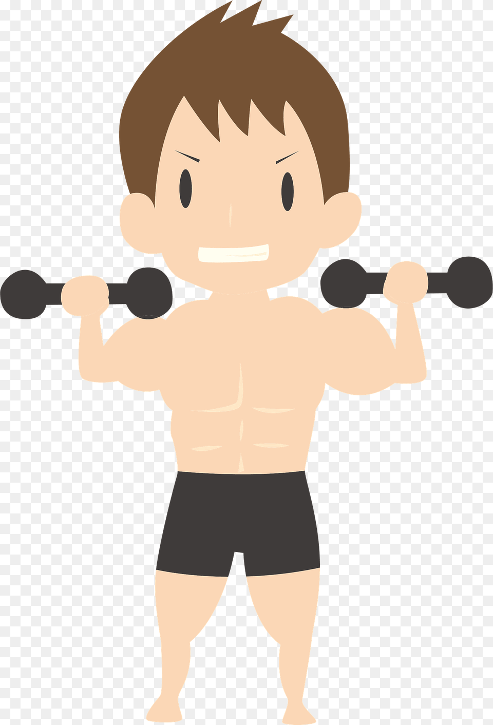 Man Is Training With Dumbbells Clipart, Baby, Person, Clothing, Shorts Free Transparent Png