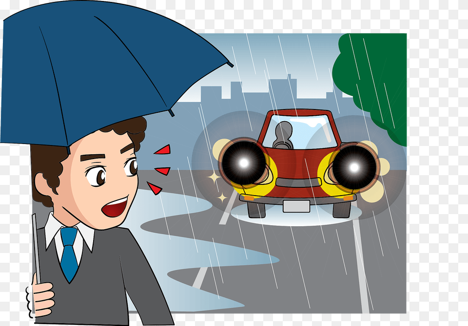 Man Is Walking In The Rain Sees Car Headlights Clipart, Baby, Person, Face, Head Free Png