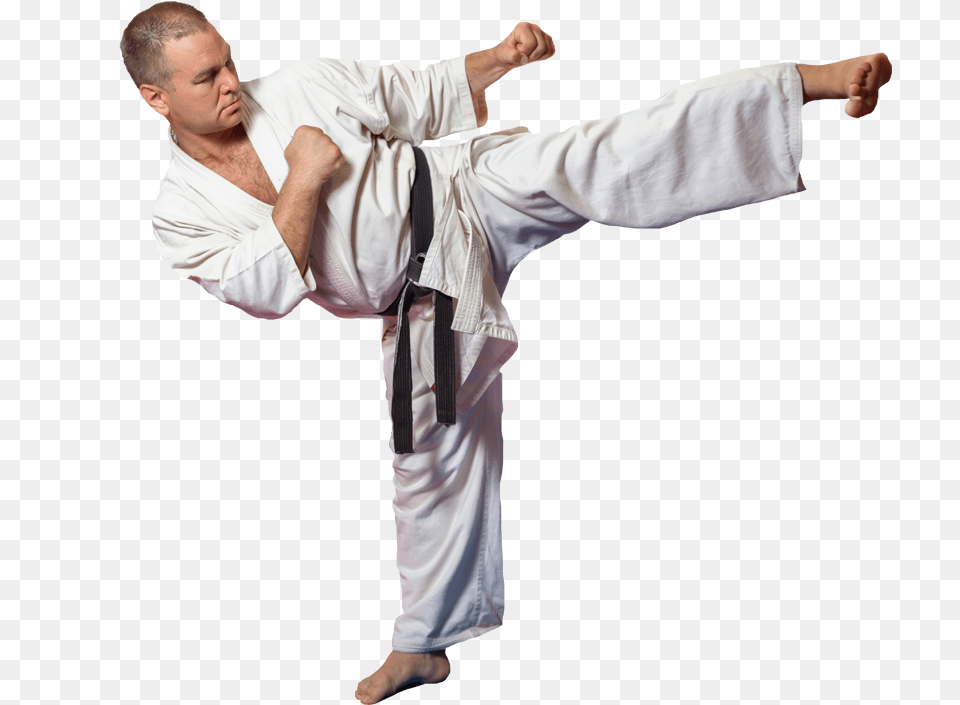 Man Kicking Karate Kick Position, Martial Arts, Person, Sport, Adult Png