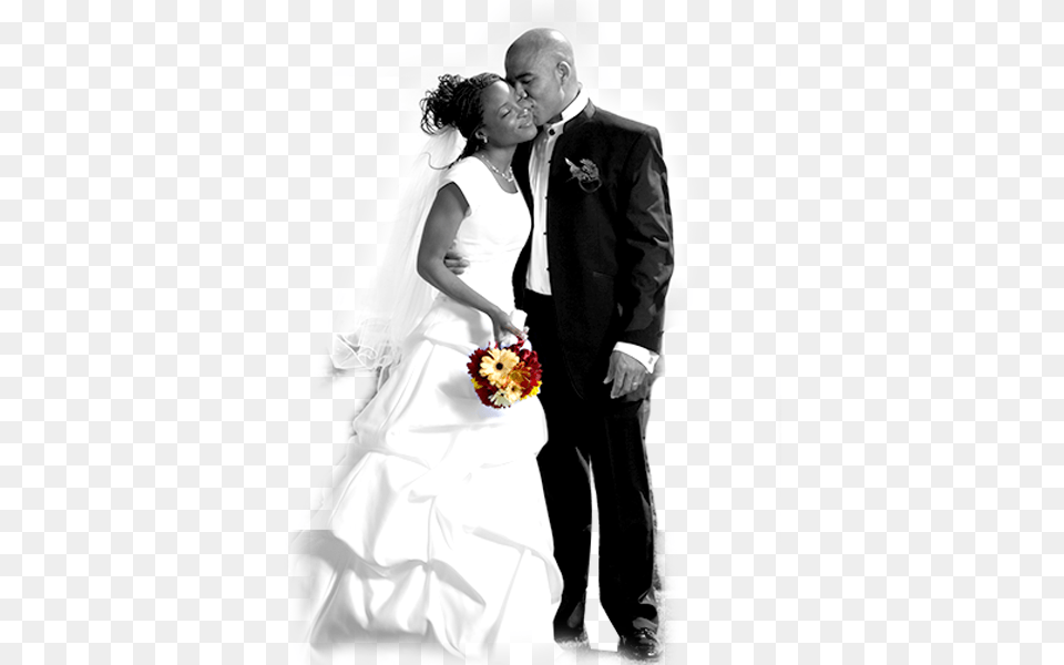 Man Kissing His Bride Two Weeks To Love A Billionaire Marriage Romance For, Gown, Plant, Formal Wear, Flower Bouquet Free Png Download