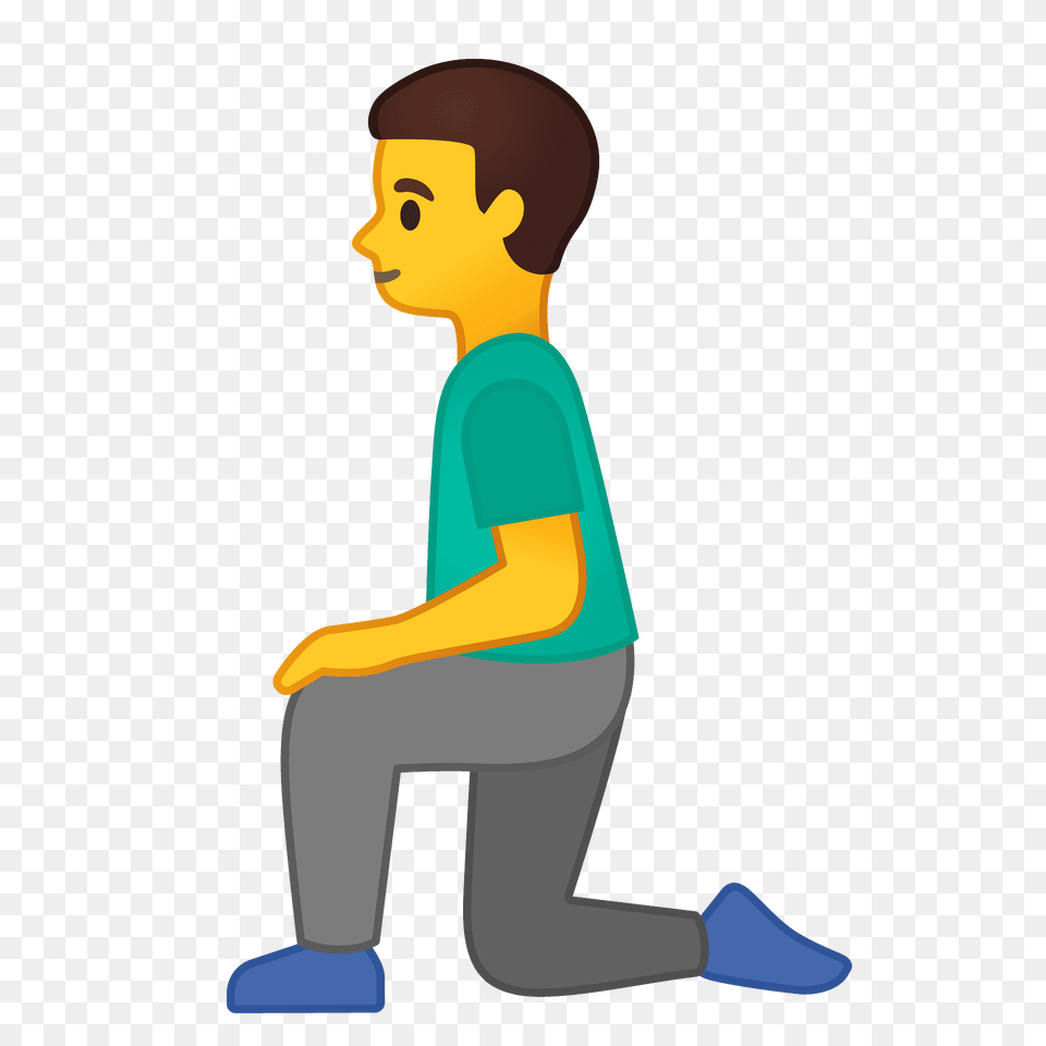 Man Kneeling Emoji Clipart, Person, Sitting, Face, Head Free Png Download