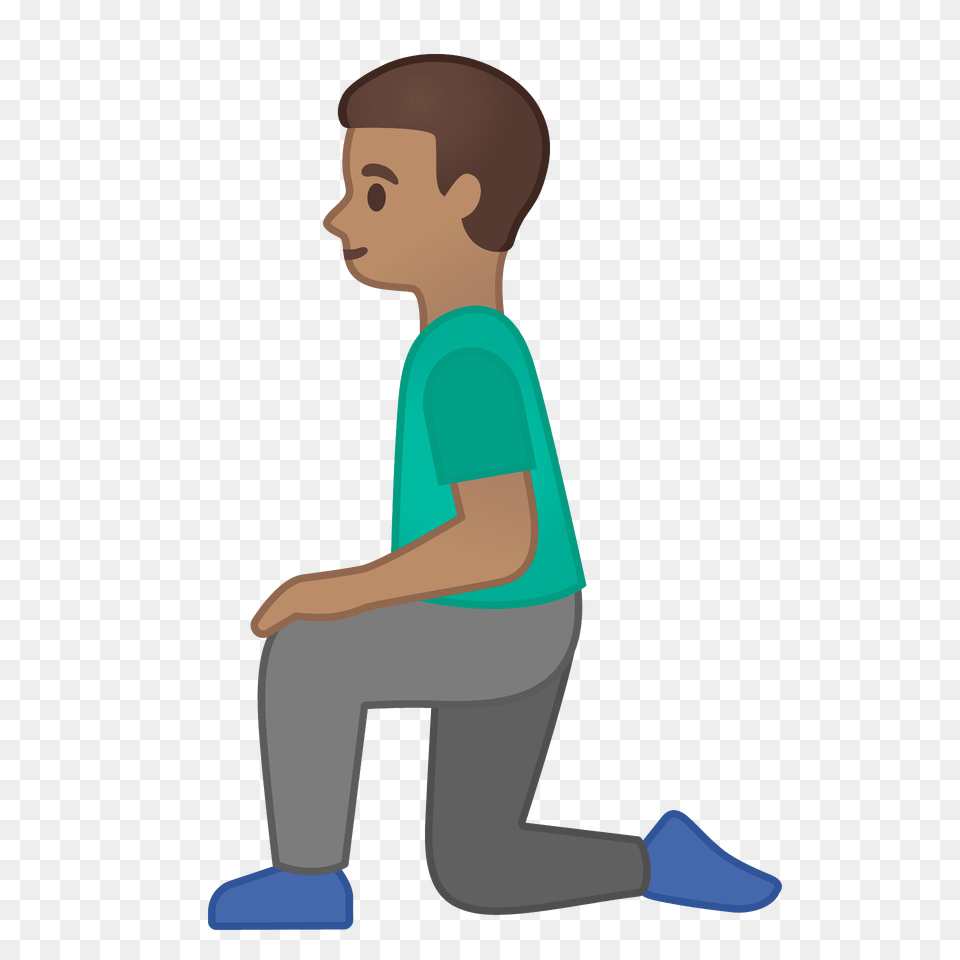 Man Kneeling Emoji Clipart, Person, Sitting, Face, Head Png Image