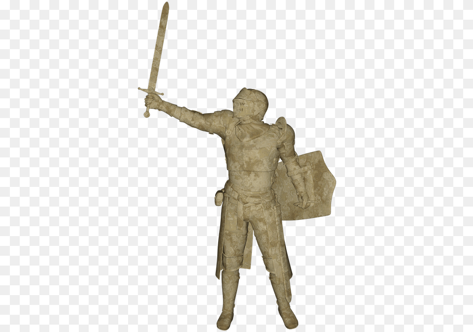 Man Knight Stone Armor Middle Ages Sword Warrior Knight, Weapon, Cross, Symbol, Person Free Transparent Png