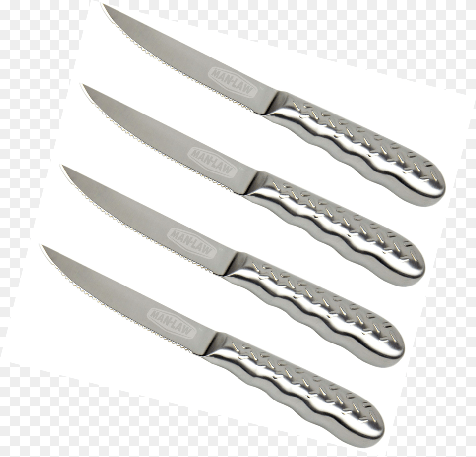 Man Law 4 Piece Steak Knife Stainless Diamond Plate, Cutlery, Blade, Weapon Free Transparent Png