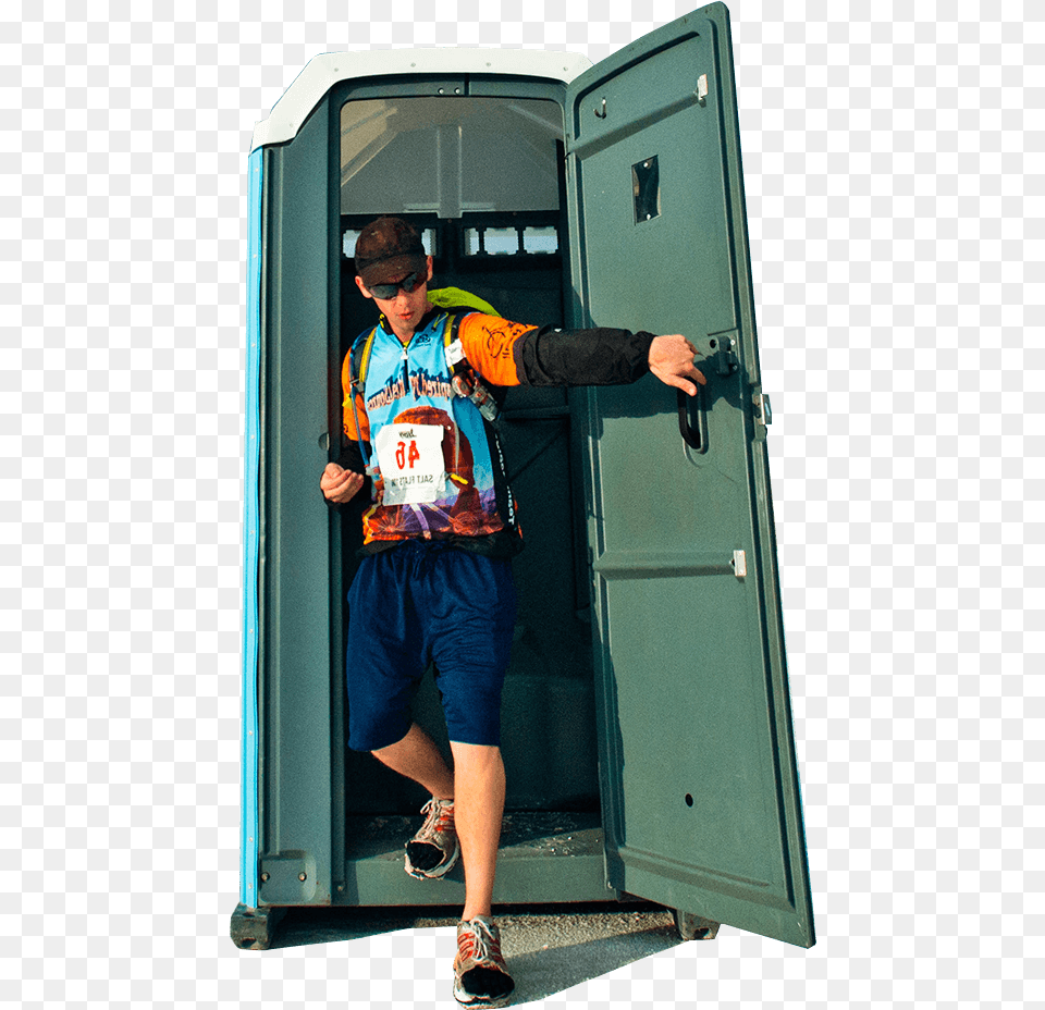 Man Leaving Porta Potty Door, Adult, Shorts, Person, Male Png