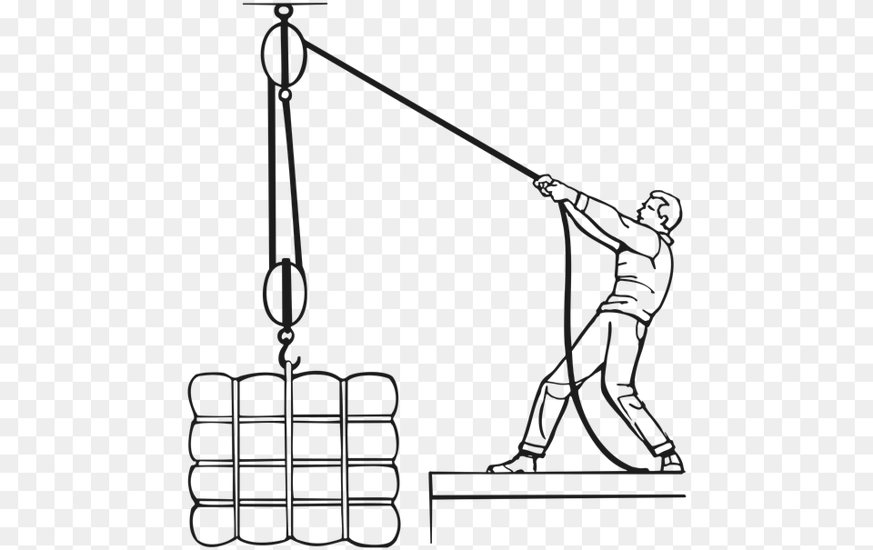Man Lifting A Pack With A Pulley Clip Arts Block And Tackle, Person Png Image
