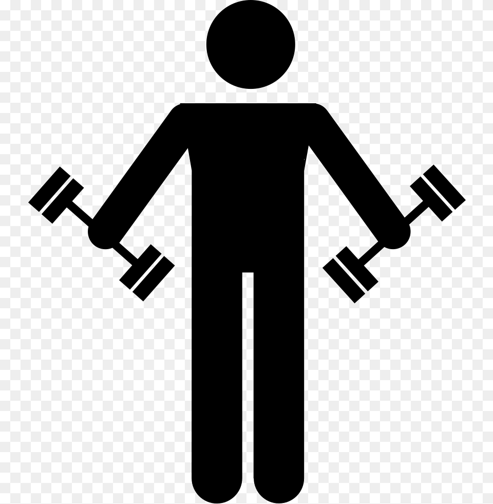 Man Lifting Weight Dumbbell Exercise Icon, Silhouette, Clothing, Long Sleeve, Sleeve Free Transparent Png