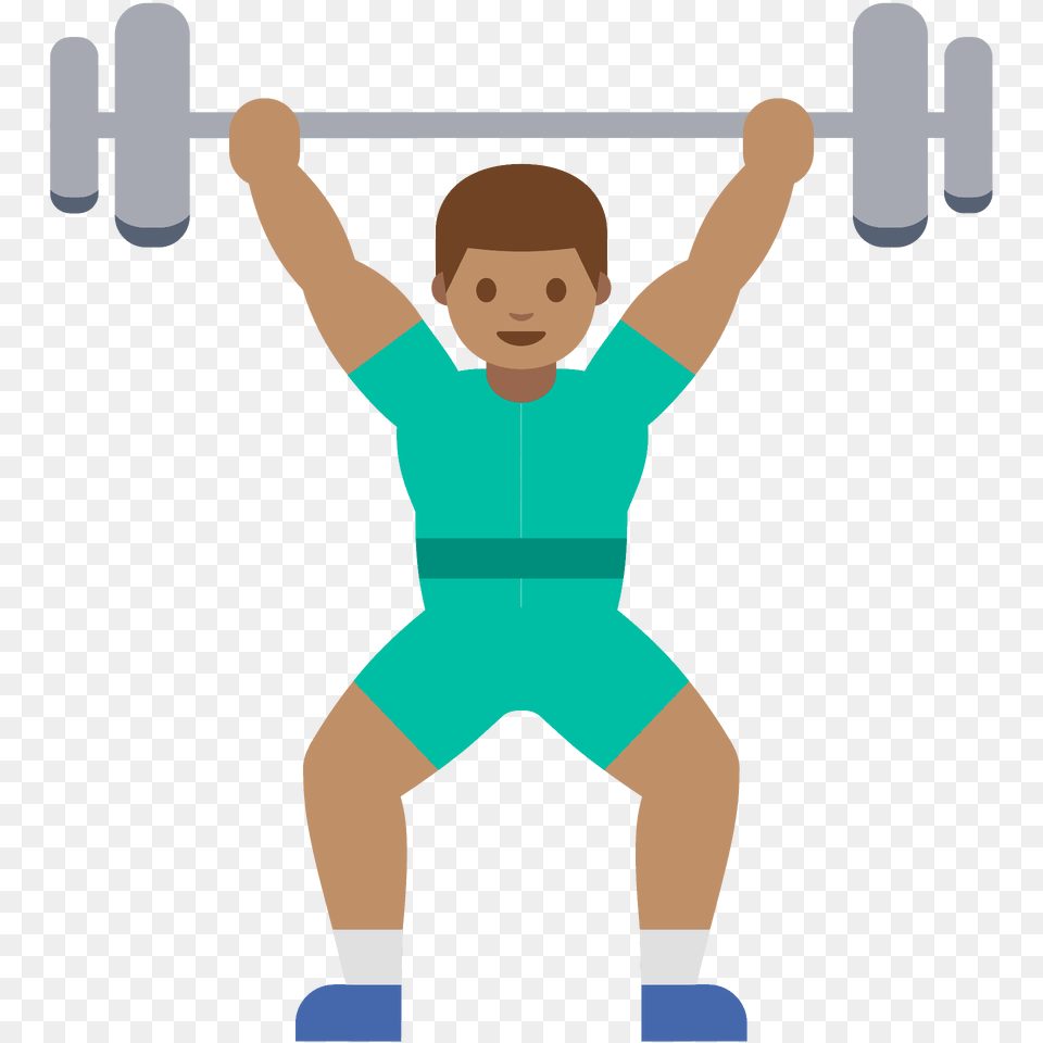 Man Lifting Weights Emoji Clipart, Boy, Child, Male, Person Png Image