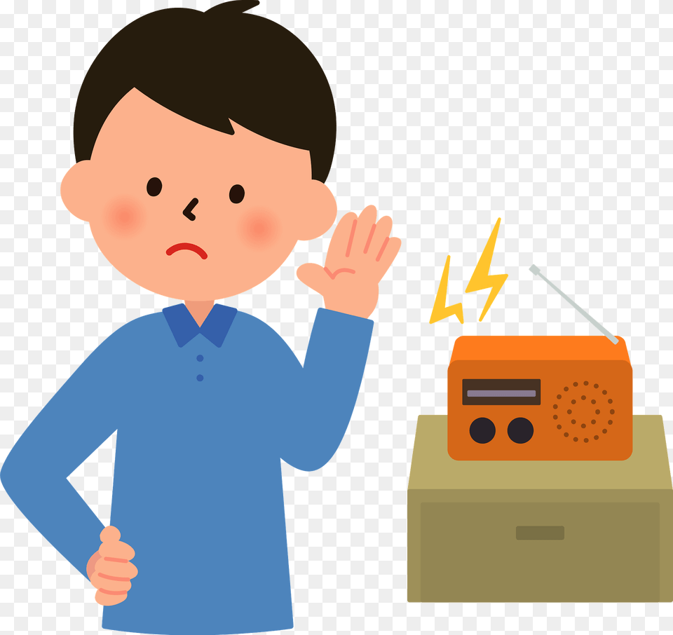 Man Listening To The Radio Clipart, Baby, Person, Electronics, Face Png