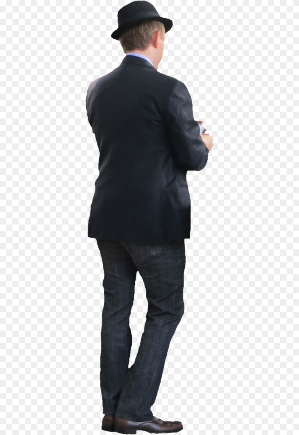 Man Man In Suit Back, Hat, Clothing, Coat, Pants Free Transparent Png