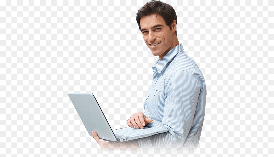 Man Man With Laptop, Shirt, Clothing, Computer, Electronics Free Png Download