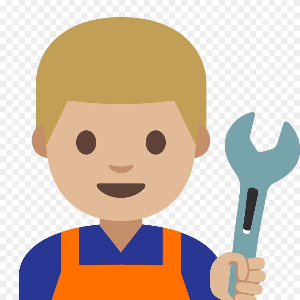 Man Mechanic Emoji Clipart, Cutlery, Spoon, Baby, Person Png