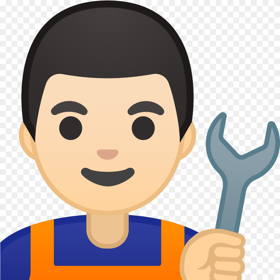 Man Mechanic Light Skin Tone Icon Emoji Man, Body Part, Finger, Hand, Person Png
