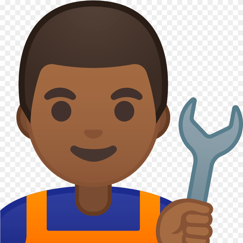 Man Mechanic Medium Dark Skin Tone Icon Emoji Mecanico, Body Part, Finger, Hand, Person Free Png