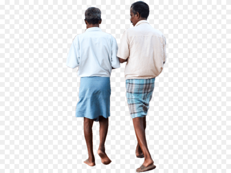 Man Men Guys Walking Back Indian Human Cut Out, Skirt, Shorts, Person, Linen Free Png Download