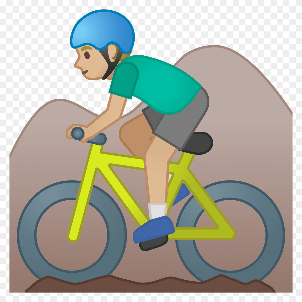 Man Mountain Biking Emoji Clipart, Face, Head, Person, Bicycle Png