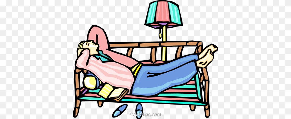Man Napping On Couch Royalty Vector Clip Art Illustration, Lamp, Furniture, Person, Sleeping Png