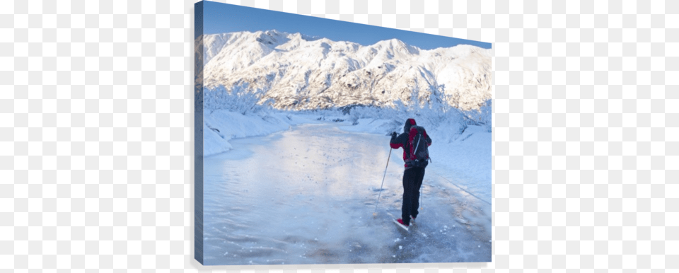 Man Nordic Ice Skating On The Frozen Placer River, Walking, Photography, Person, Peak Png Image