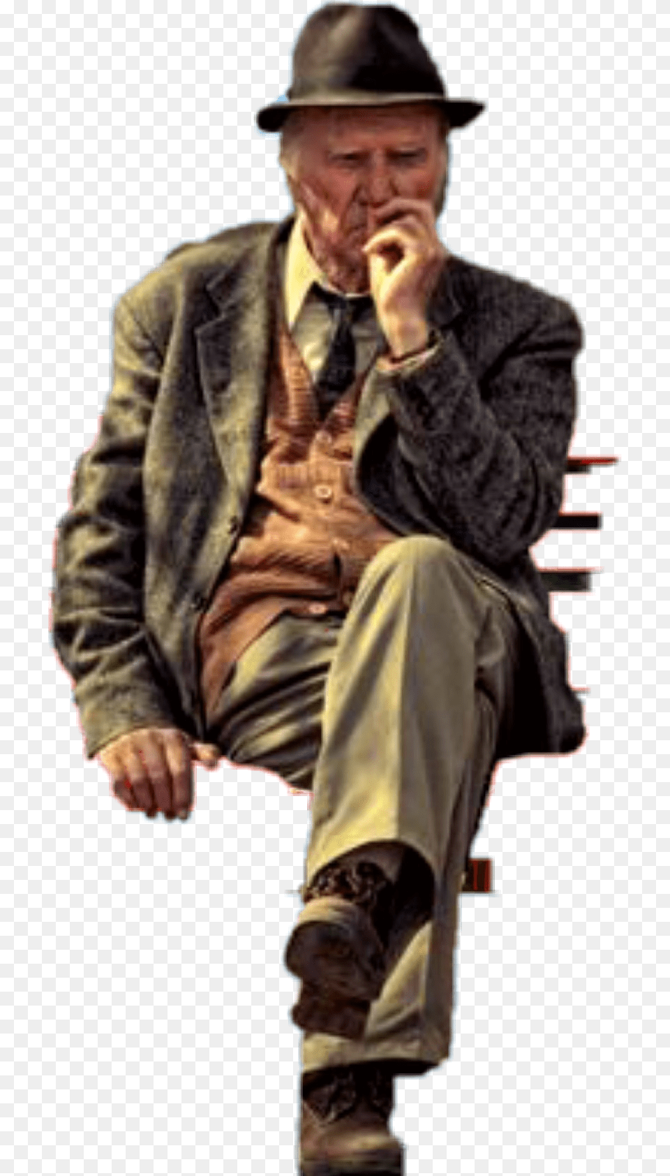 Man Old Man Man Sitting Man With Hat Gentleman, Clothing, Coat, Adult, Photography Png Image