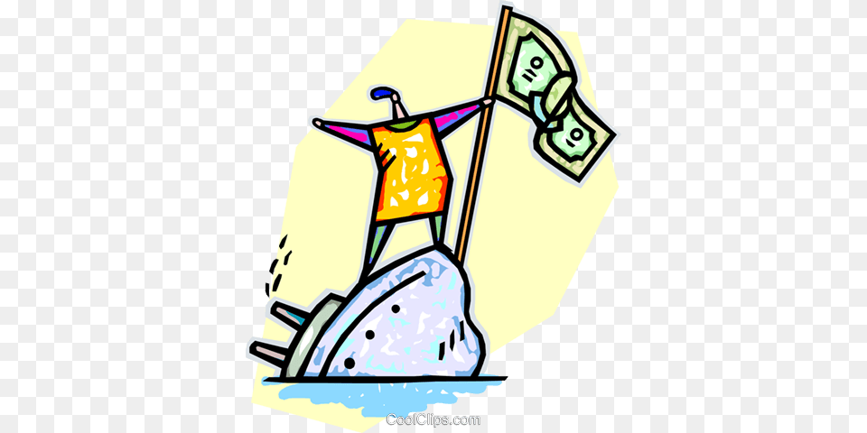 Man On A Sinking Ship With A Dollar Flag Royalty Vector Clip, Outdoors, Cleaning, Person, Nature Png