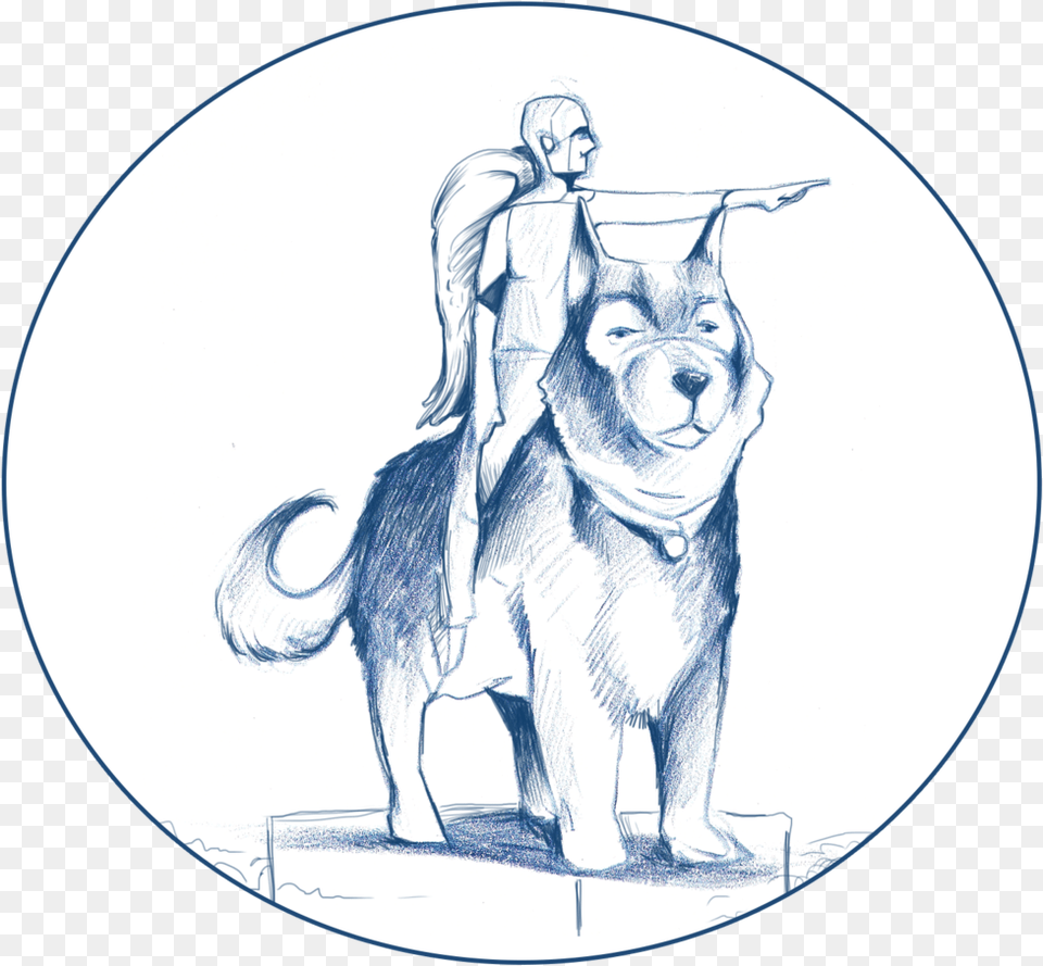 Man On Dog, Art, Drawing, Animal, Canine Free Png Download