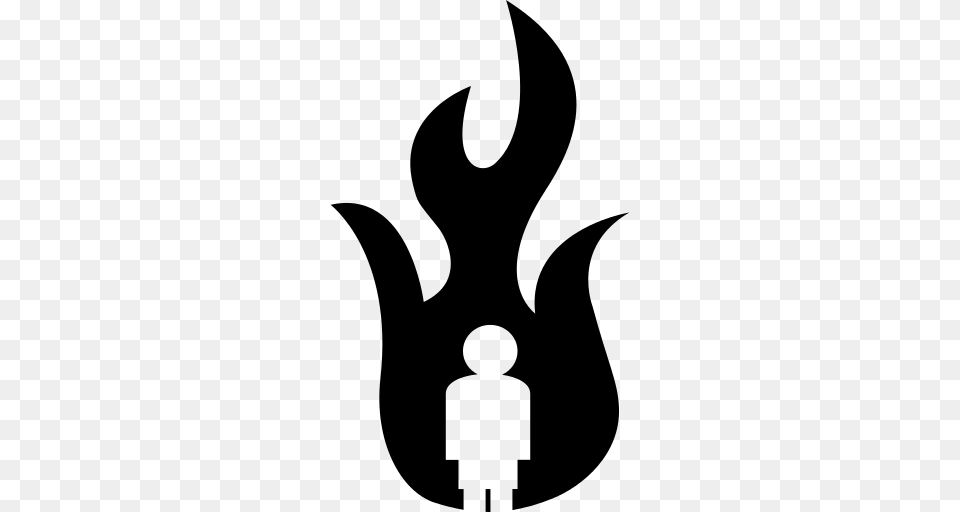 Man On Fire Icon, Gray Free Transparent Png