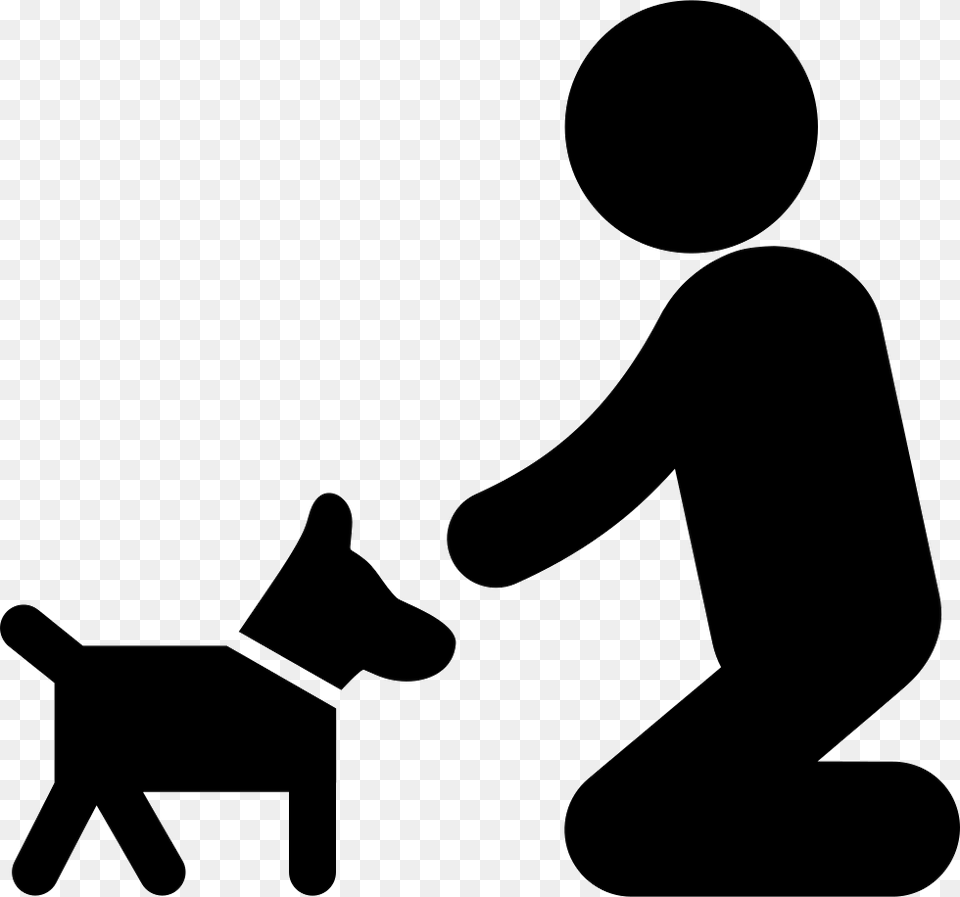 Man On His Knees To Cuddle His Dog Human With Dog Icon, Silhouette, Stencil Png