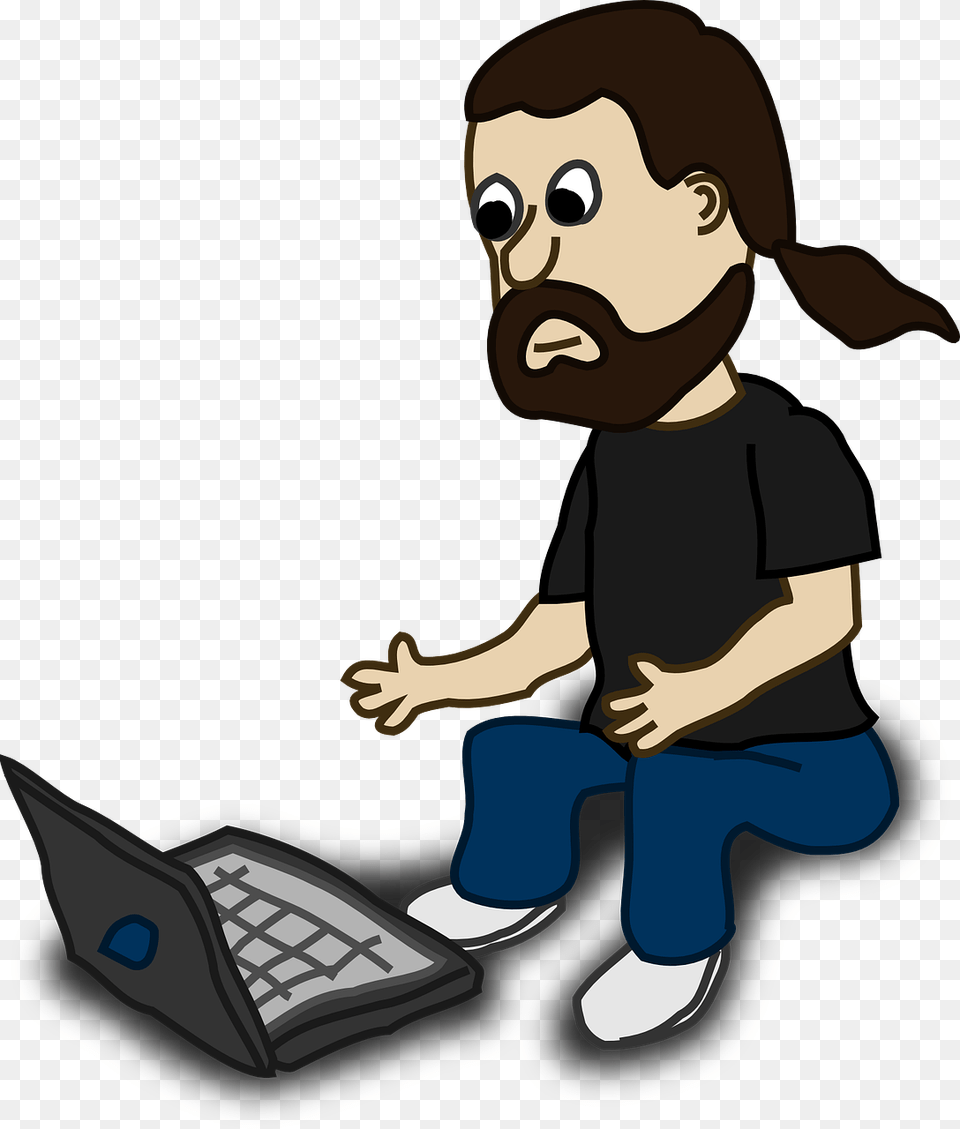 Man On Laptop Cartoon, Computer, Electronics, Pc, Baby Png