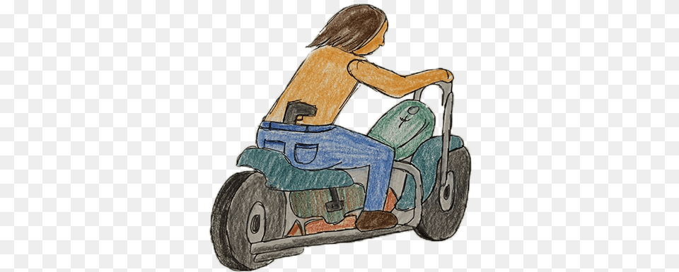 Man On Motorcycle With Pistol Tucked Into Pants, Grass, Lawn, Plant, Device Png Image